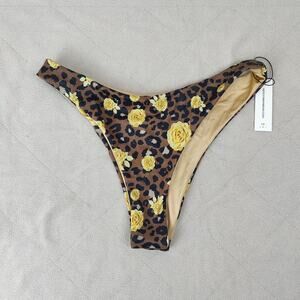 Nessie Josie Bikini Bottoms Womens‎ Medium Brown Cheetah Floral Swim Beach NWT